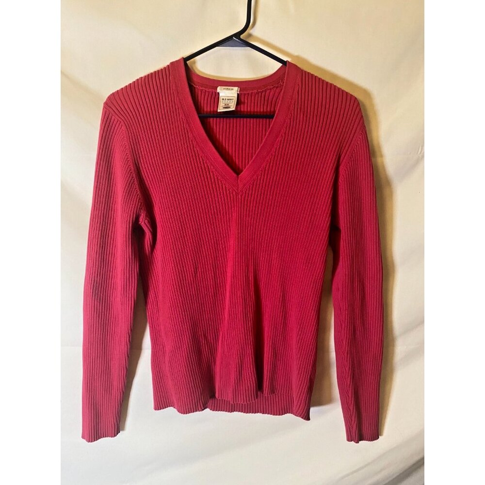 Old Navy Women’s plus Size XXL 2X pink vneck Sweater Comfy Cozy Knit Vibes